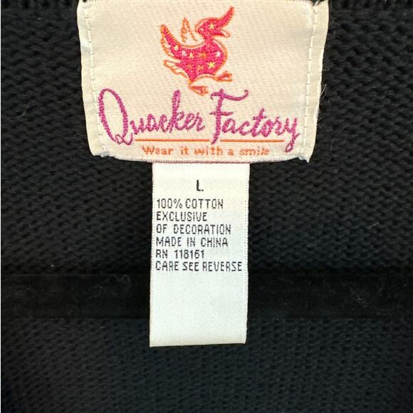 Quacker Factory Knit Sweater Vest Cardigan Bees and Sunflower Beaded Sequins L - Picture 5 of 12